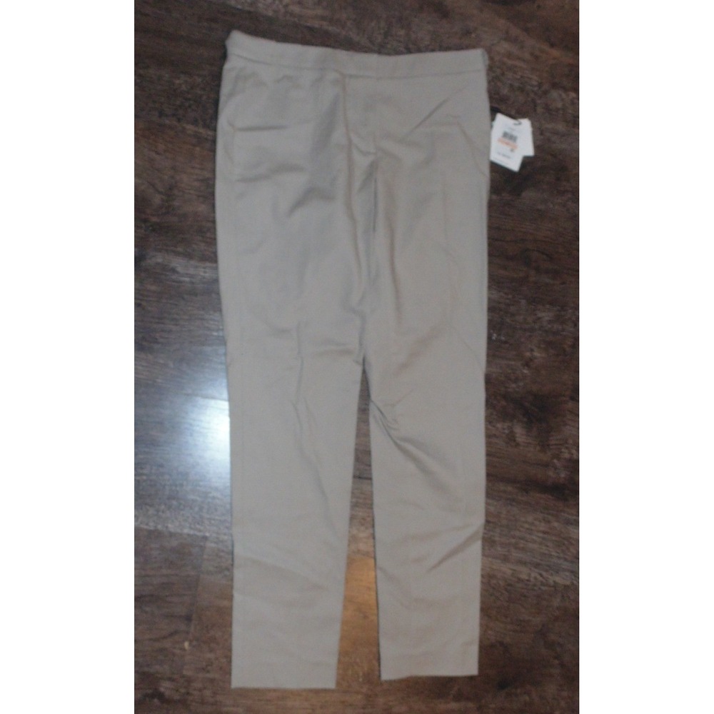 Calvin Klein Highline Ankle Pants Womens 2 Khaki NWT Tapered Gold Button